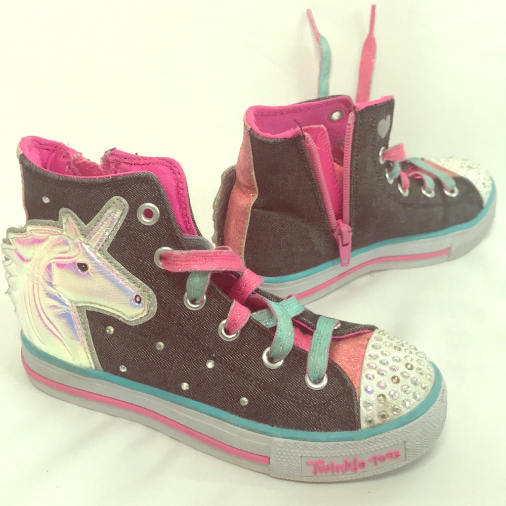 Skechers Unicorn Denim Hightop Sneakers Size 12.5
